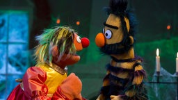 Ernie, als schönes Mädchen, mit Bert als Biest.  Foto: Thorsten Jander
